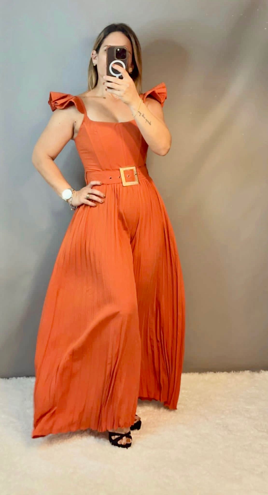 Woman Jumpsuit Brick Red