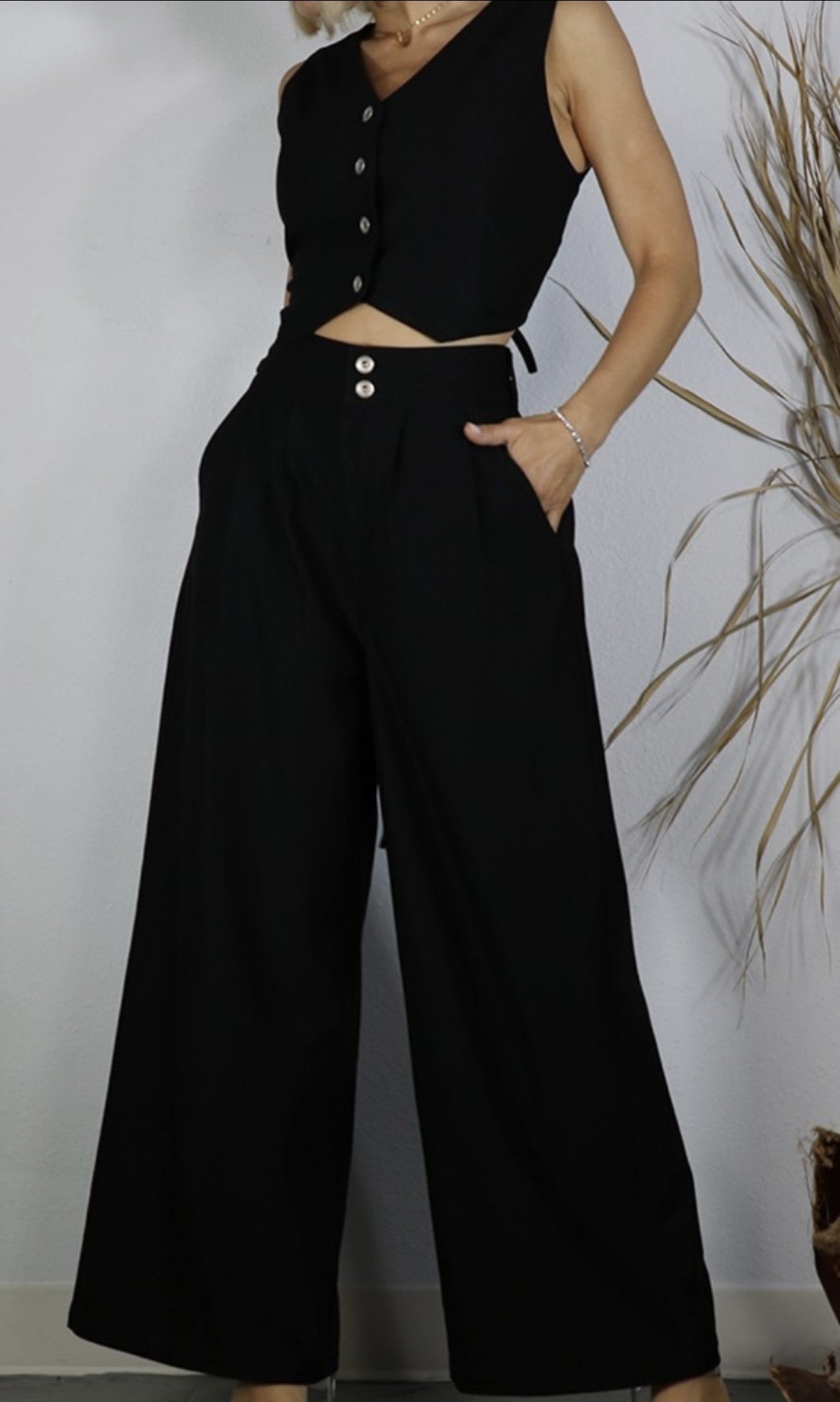 WOMAN HEAVY TWILL WIDE BLACK SET