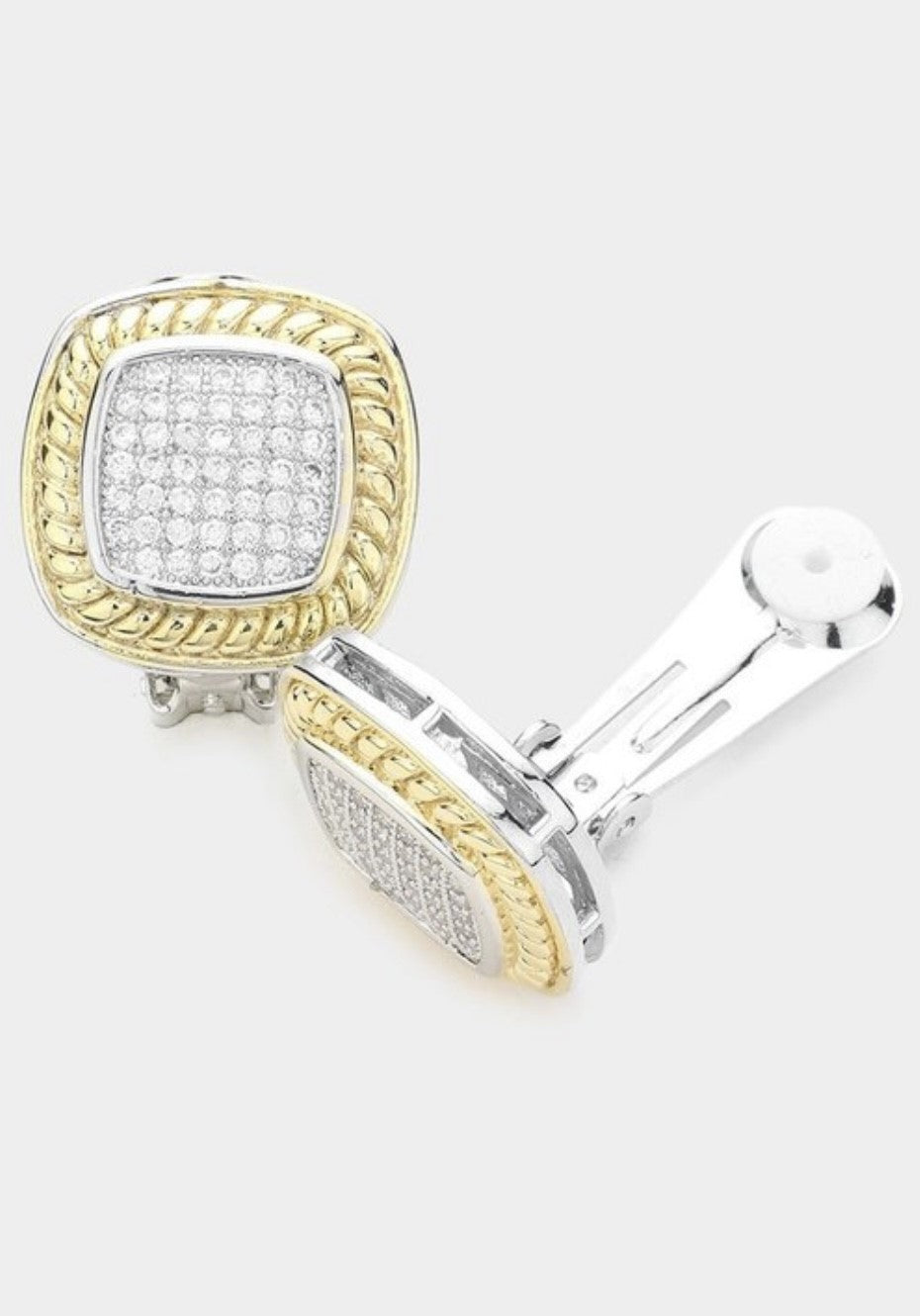 Woman Embellished Square Clip-on Earrings