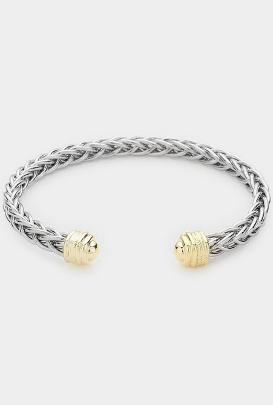 Woman Two Tone Metal Cuff Bracelet